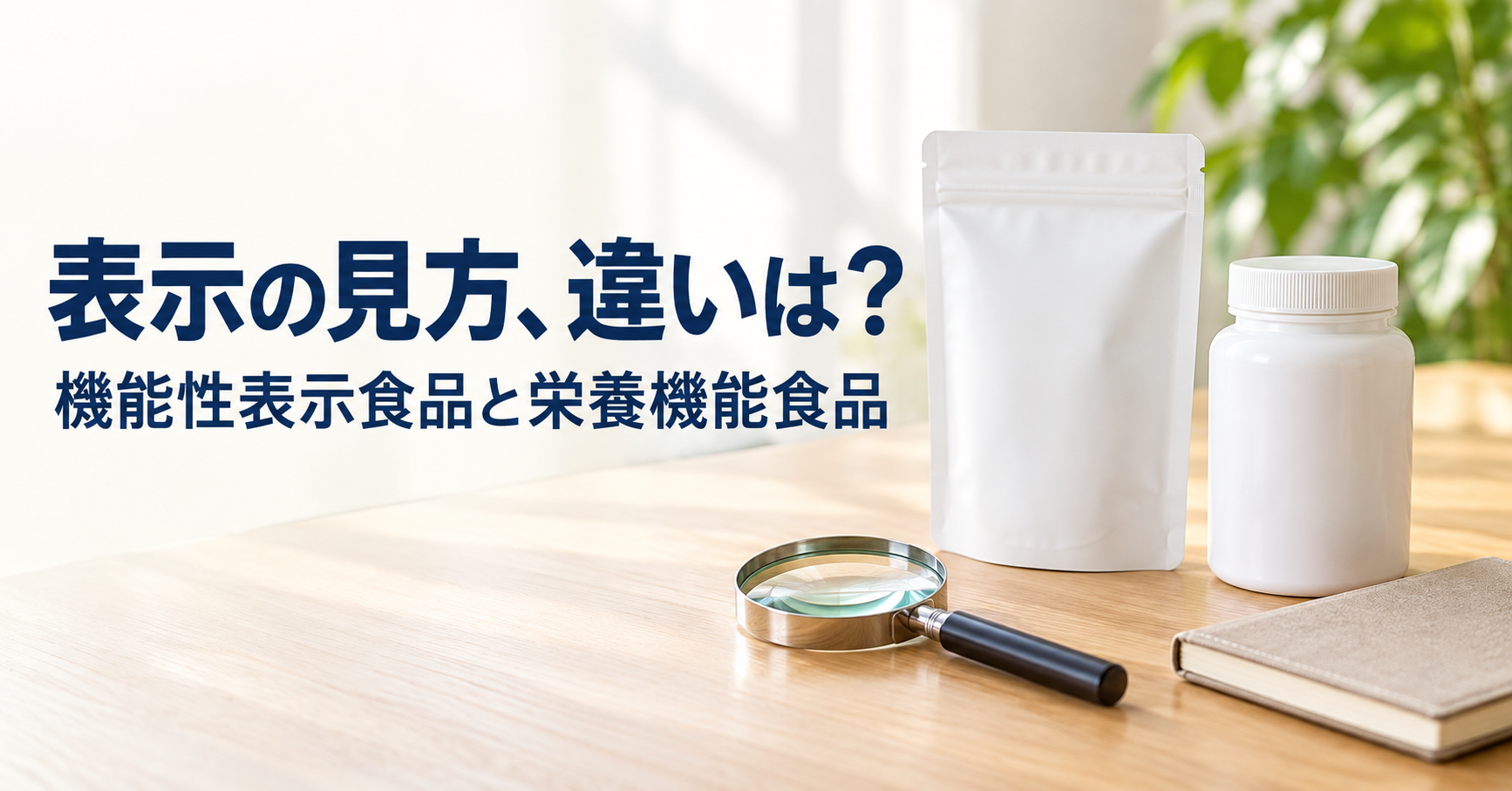 機能性表示食品と栄養機能食品の表示を見比べるイメージ