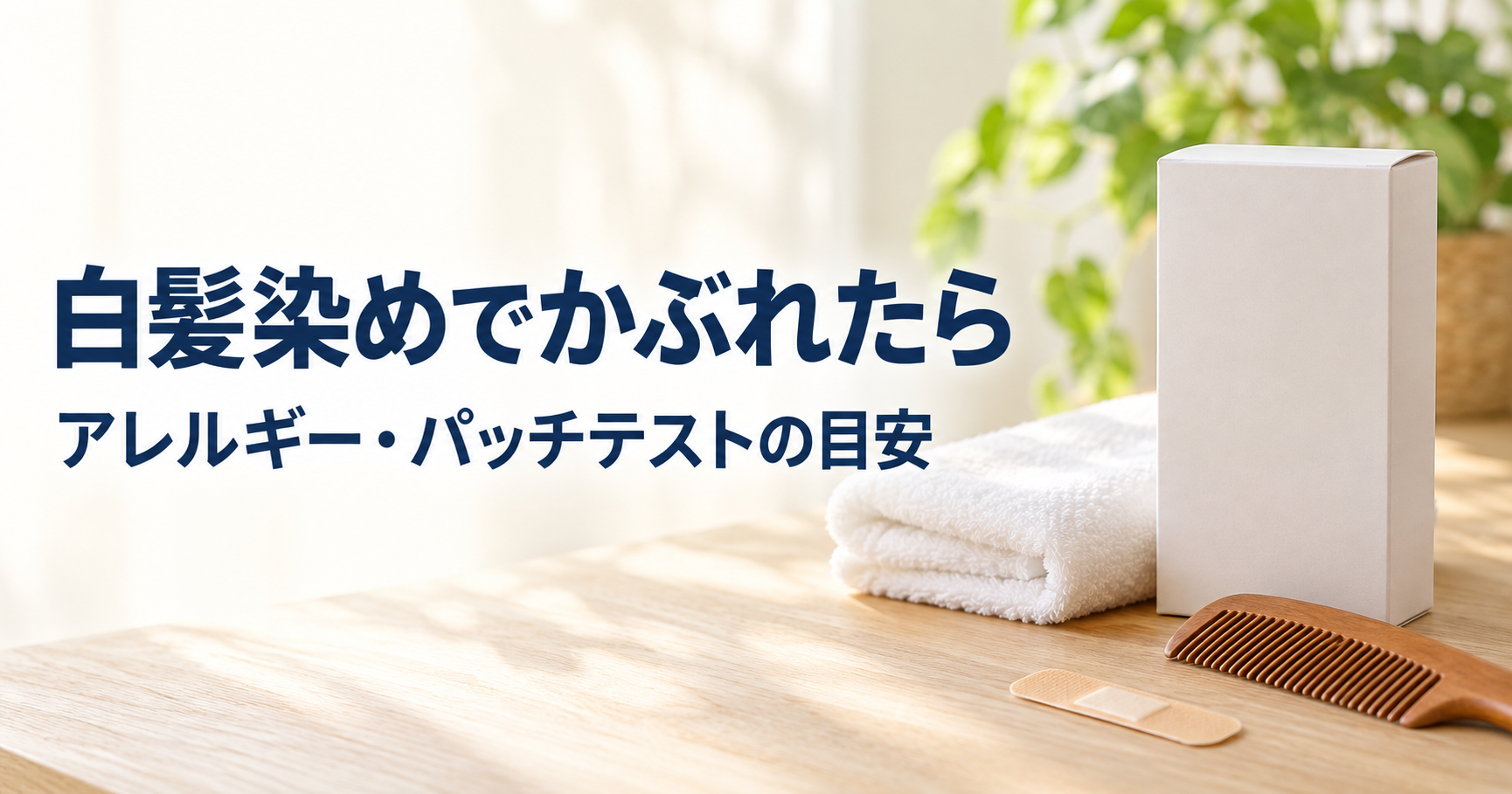 白髪染めの前にパッチテストを確かめるイメージ